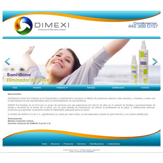 Sitio web desarrollado para Dimexi México