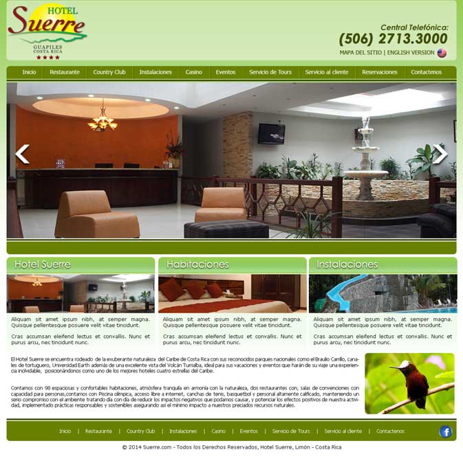 Sitio web desarrollado para Hotel Suerre